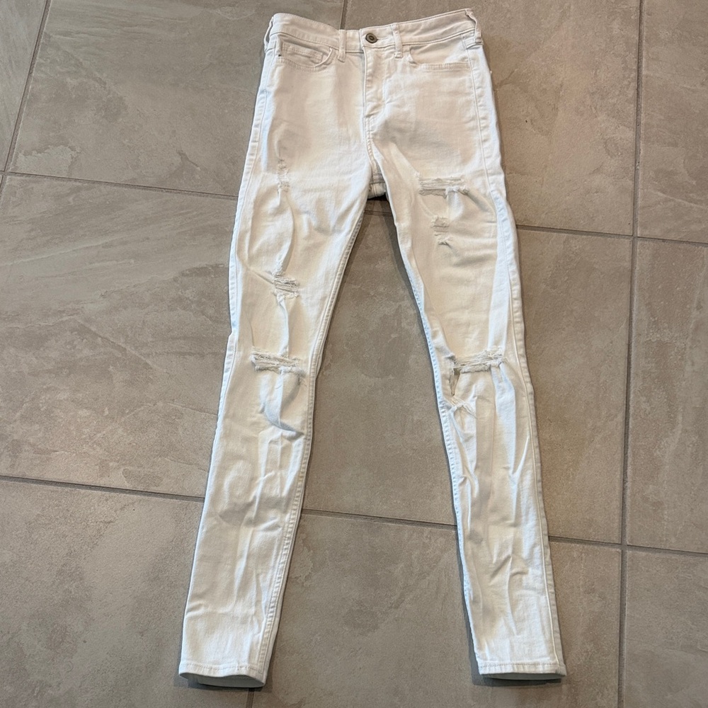 Hollister White Distressed Skinny Jeans
